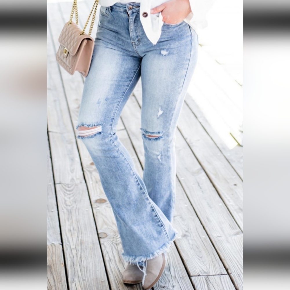 Risen Jeans Women's Blue Flared Jeans